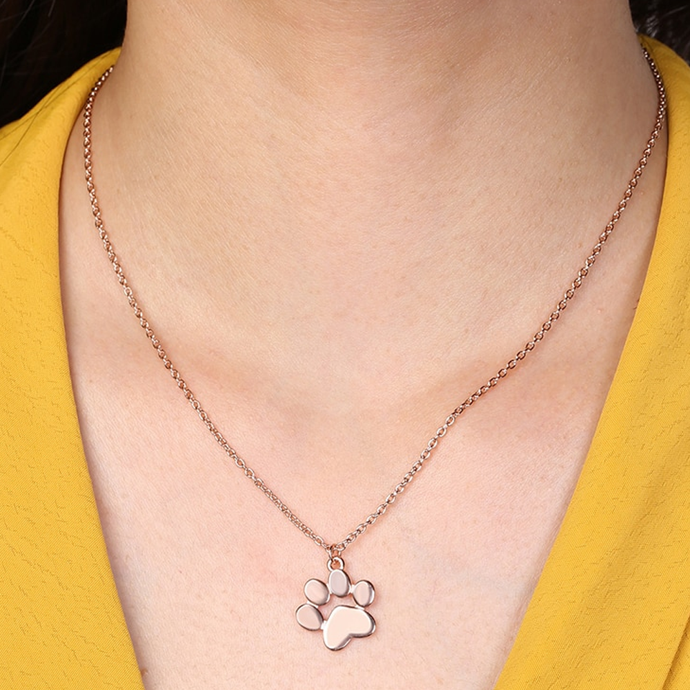 925 Sterling Silver Pet Paw Print Necklace 1