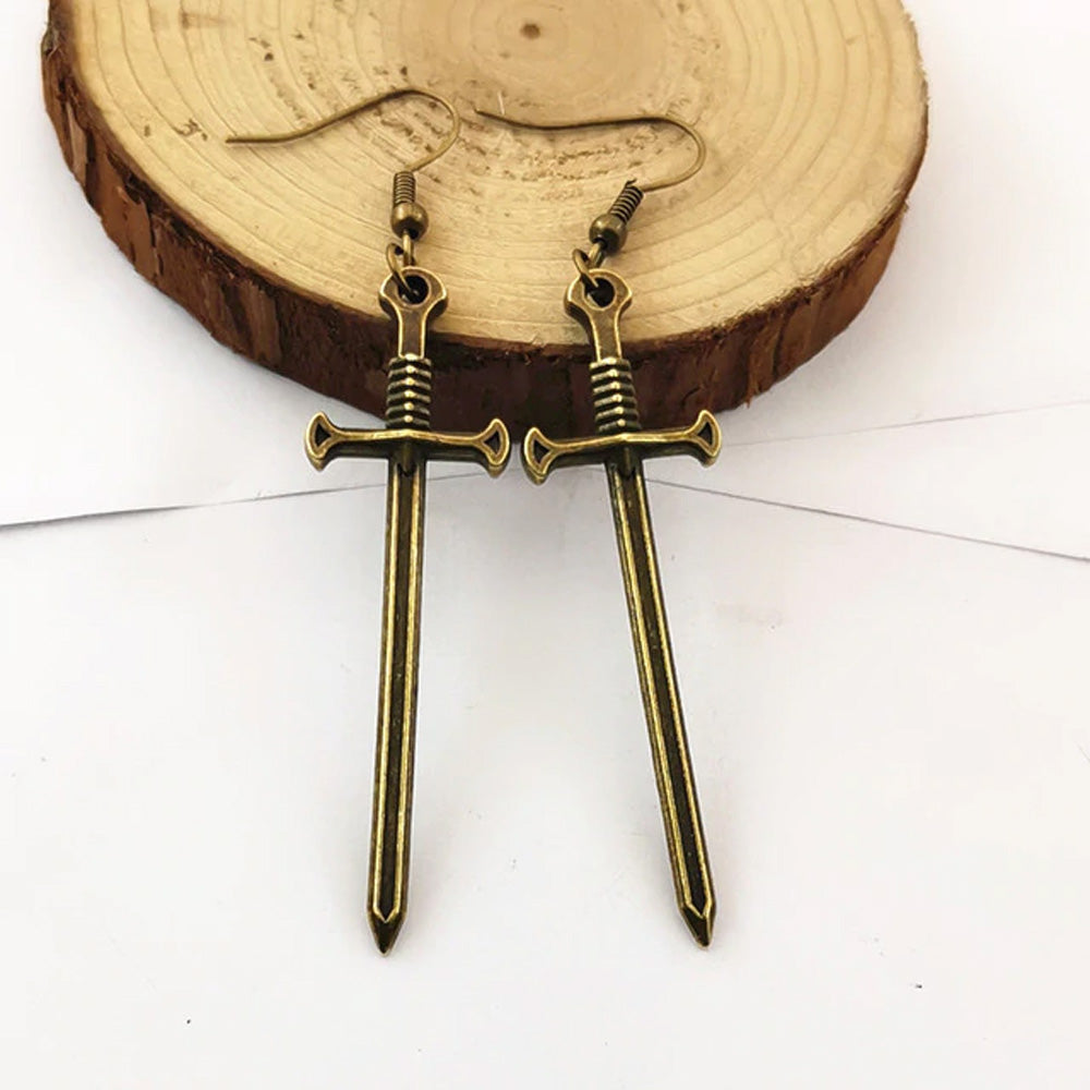 Cool Zinc Alloy Sword Earrings 1