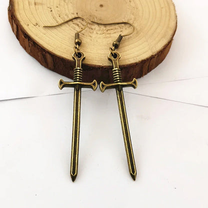 Cool Zinc Alloy Sword Earrings 1