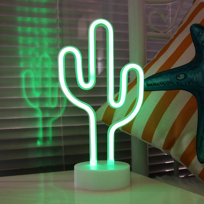 Glow In The Dark Neon Cactus Lamp & Desk Light With Detachable Base 3