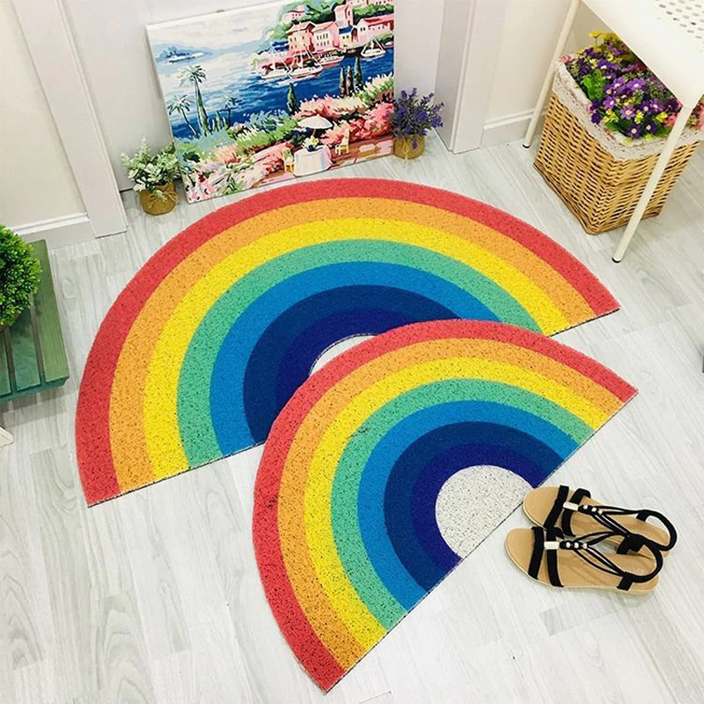 Water-resistant PVC Rainbow Floor Doormat With Anti-slip Back, 2 Sizes 3