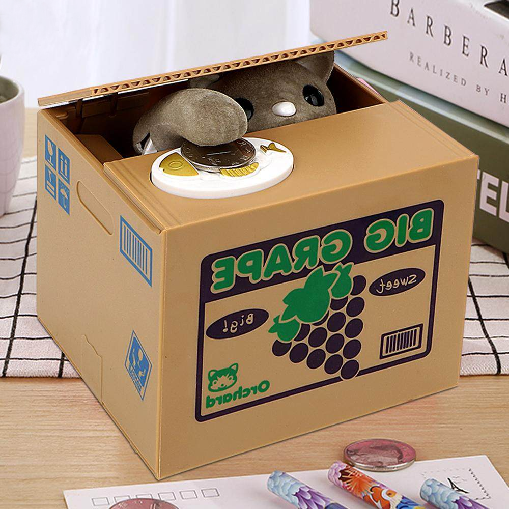 Stealing Coin Cat Piggy Bank, Plastic 3
