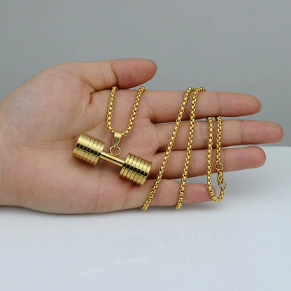 copperweightlifternecklacegold