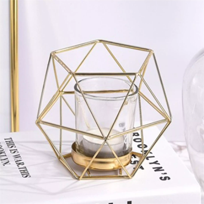 Geometric Candle Holder Lantern Gold