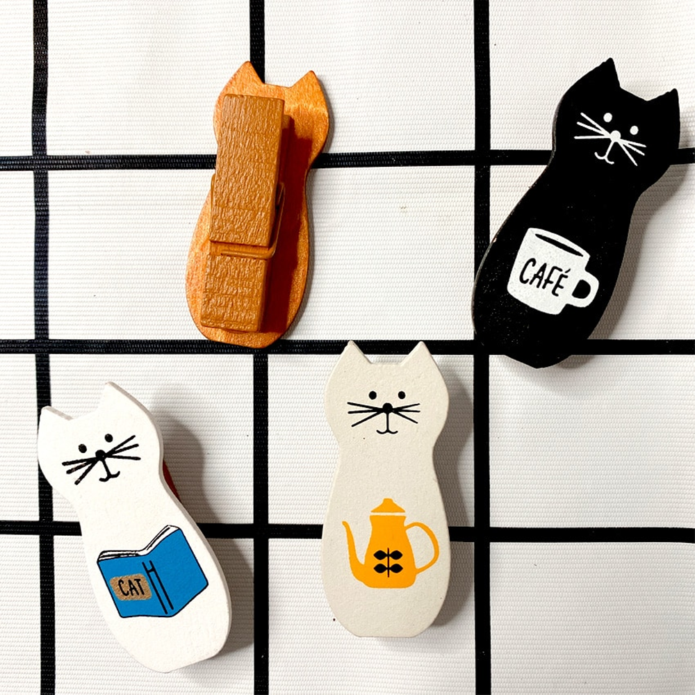 New Lovely Cat Wooden Bag Clips 5