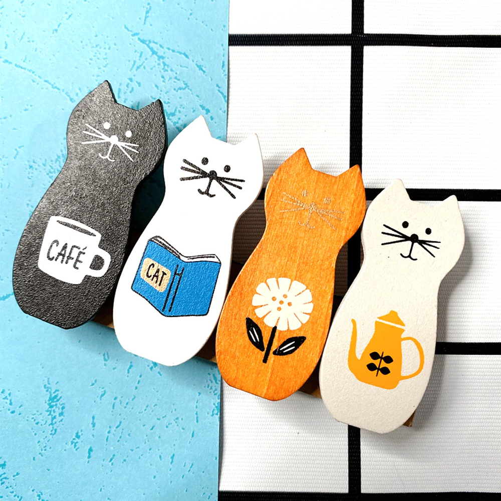 New Lovely Cat Wooden Bag Clips 2