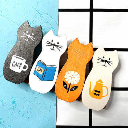 New Lovely Cat Wooden Bag Clips 2