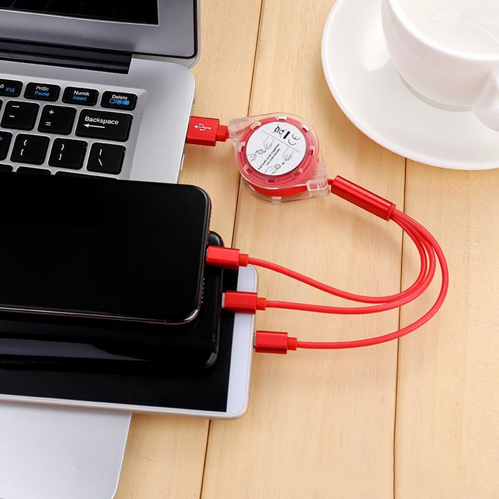 Retractable 3-in-1 Multi Fast Charging Cable Cord