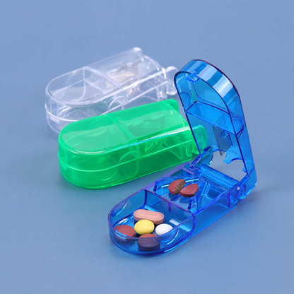 Portable pill splitter with safety shield