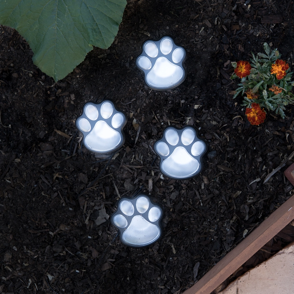 paw print solar lights