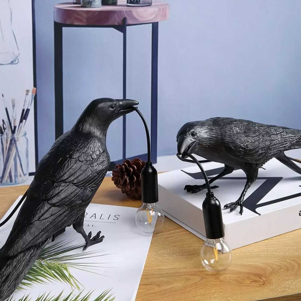 Stylish & Fun Black Raven Bird Crow Lamp 4