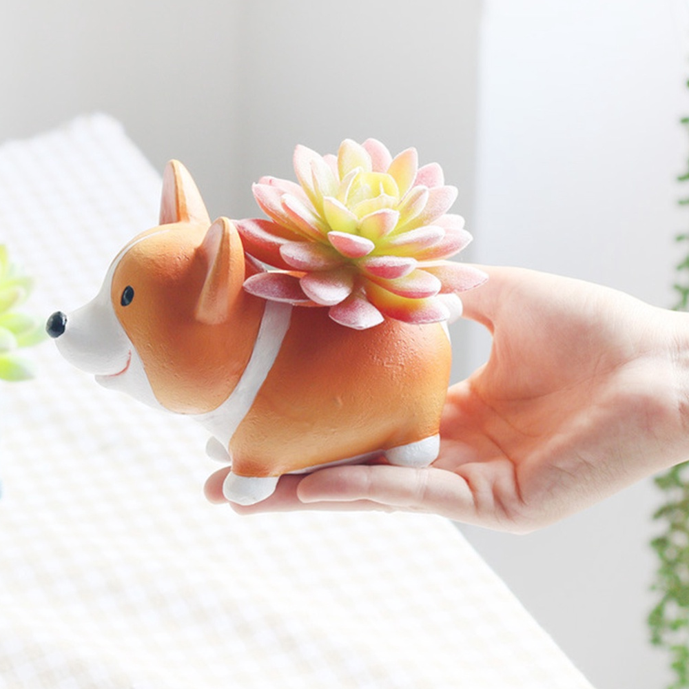 Cute Resin Corgi Planter Flower Pot 4