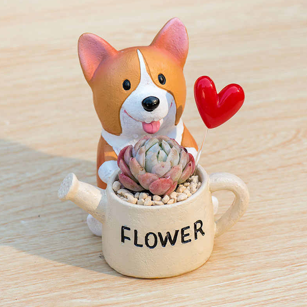 Cute Resin Corgi Planter Flower Pot 1