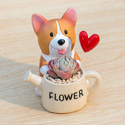 Cute Resin Corgi Planter Flower Pot 1