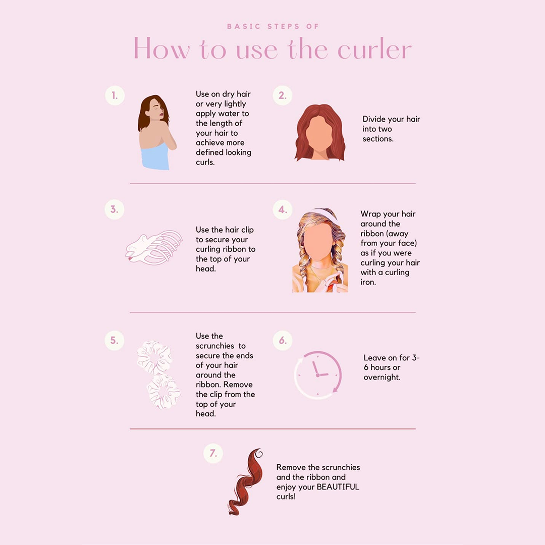 Heatless curling ribbon kit for thick hair