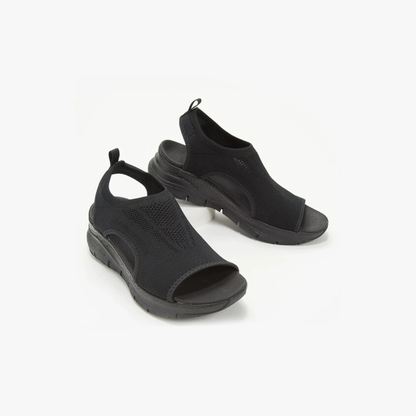 Orthotic slide sandals with nonslip soles