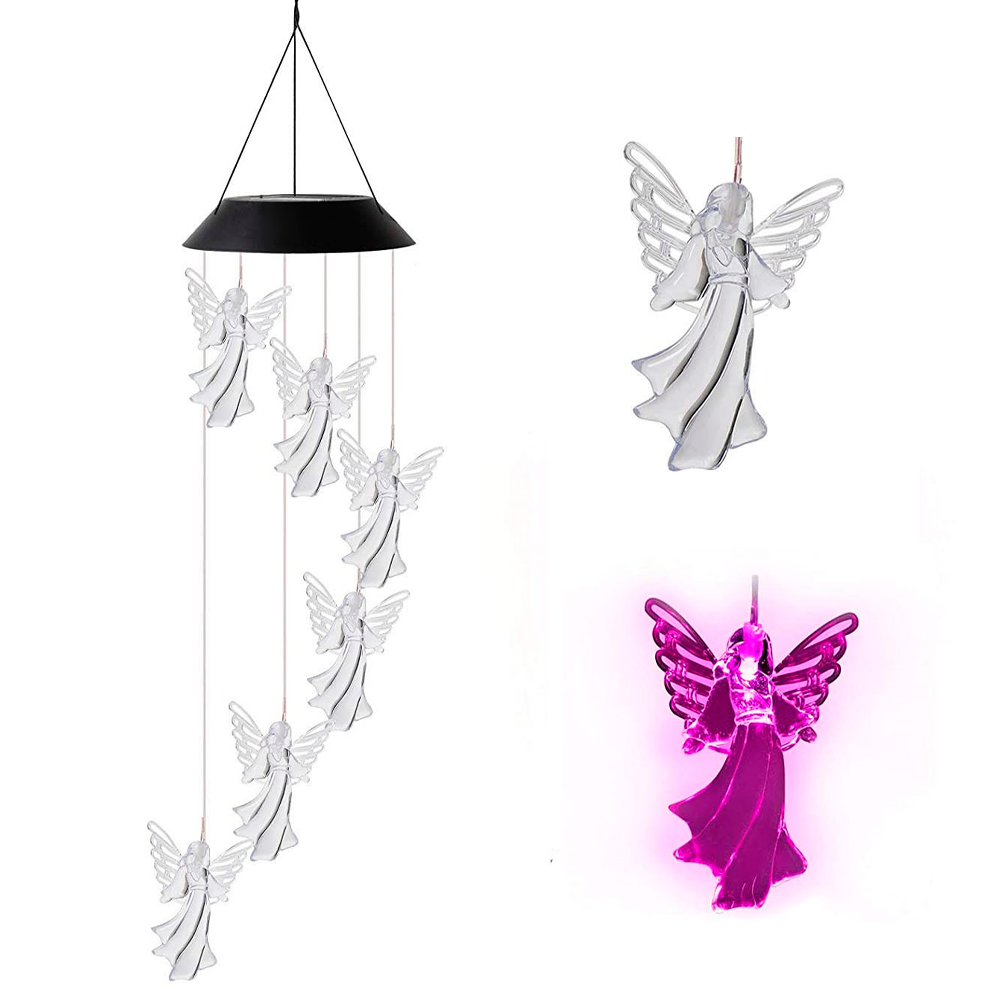 solarguardianangelewindchimelight black
