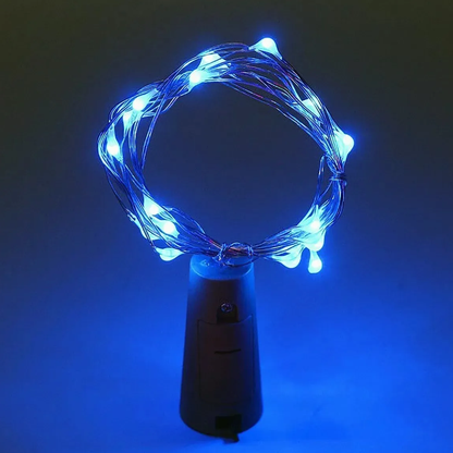 Cork Wine Bottle String Light blue
