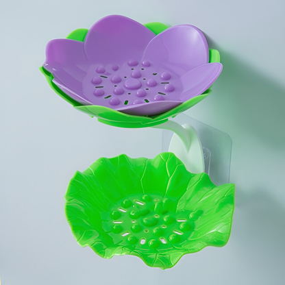 lotusshapedoublelayersoapholder green purple