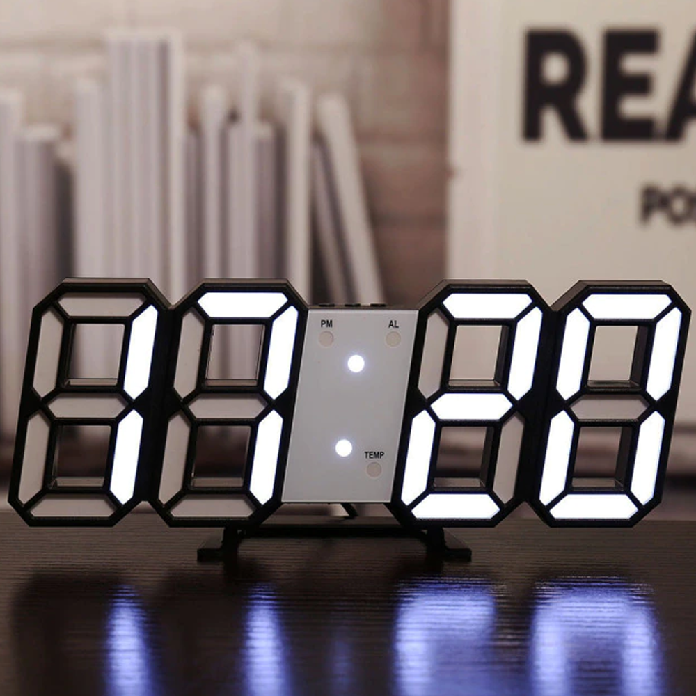 3dleddigitalclocklimitededition black white