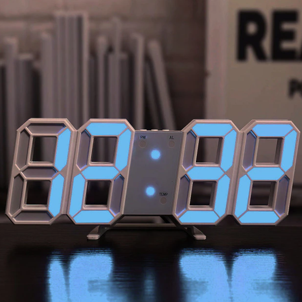 3dleddigitalclocklimitededition white blue