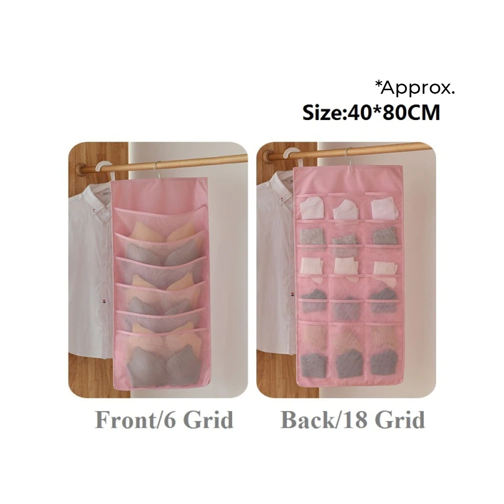multifunctionaldoublesidedbagstoragehangingbag pink
