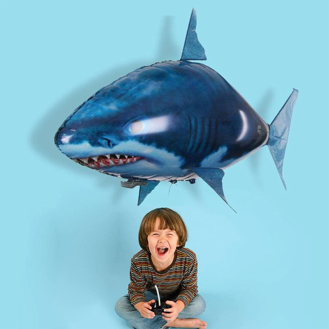 helium remote controlled flying shark gift