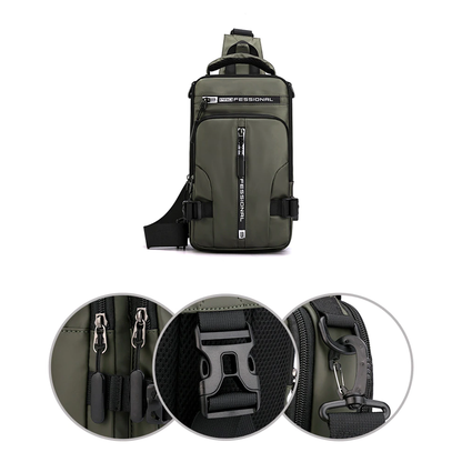 Unisex waterproof crossbody bag with adjustable straps