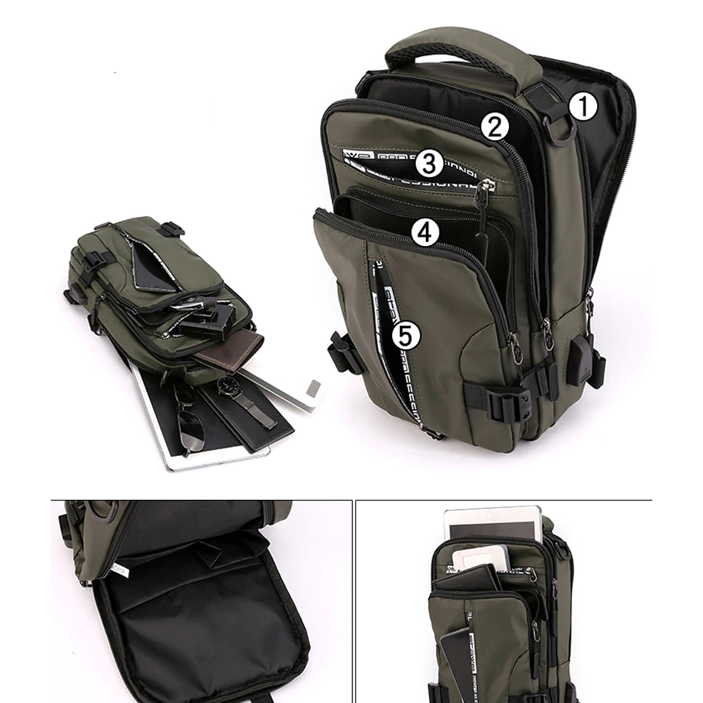 Slim waterproof crossbody bag for traveling
