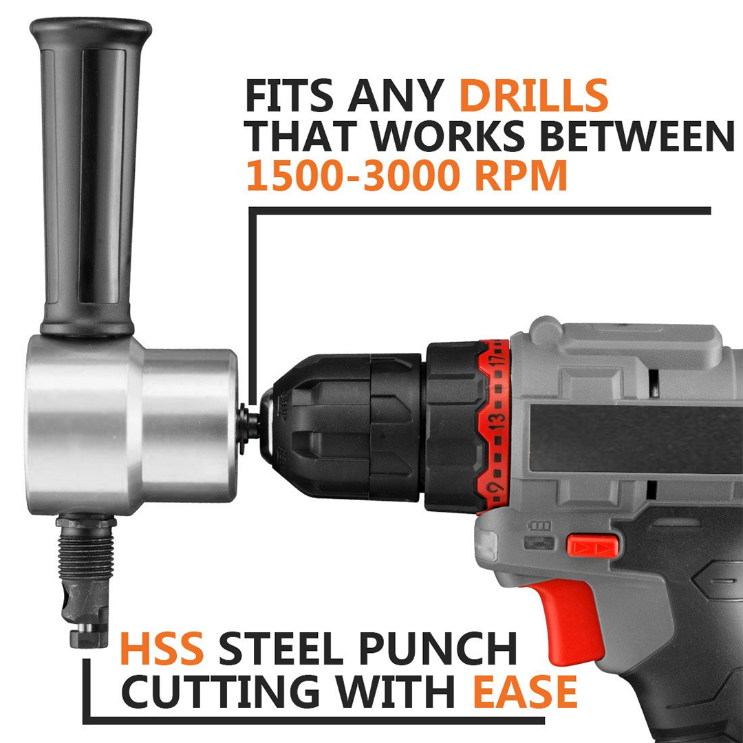 Double Head Sheet Metal Nibbler with Drill Attachment 6