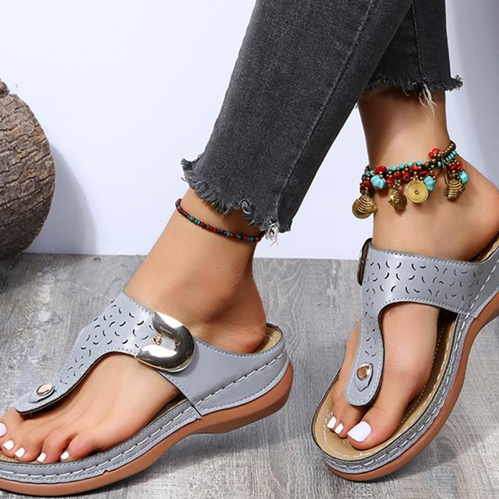 Stylish beach flip flops with wedge design