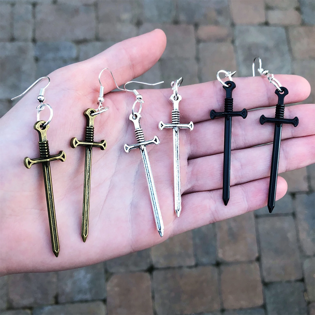 Cool Zinc Alloy Sword Earrings 7