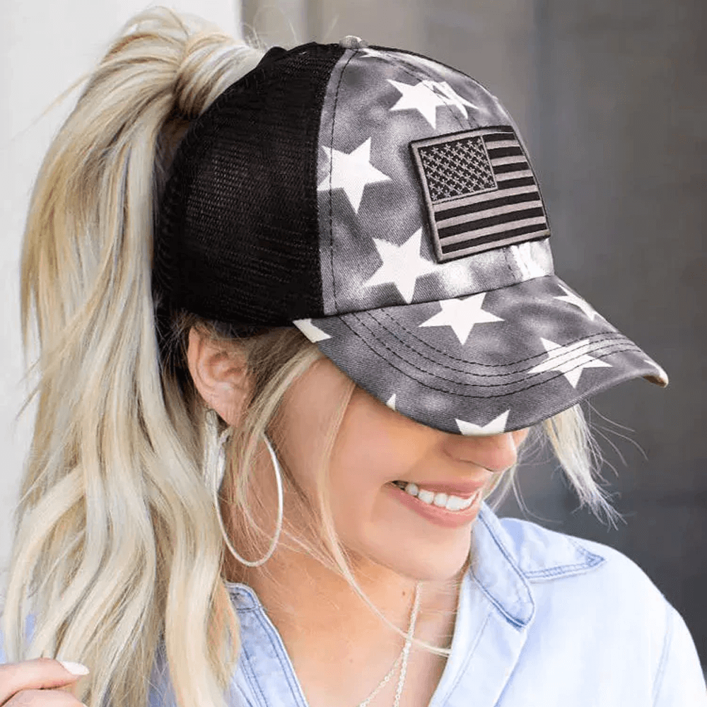 American flag mesh back trucker hat