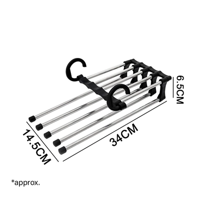 Fivelayer pants rack for wardrobe organization