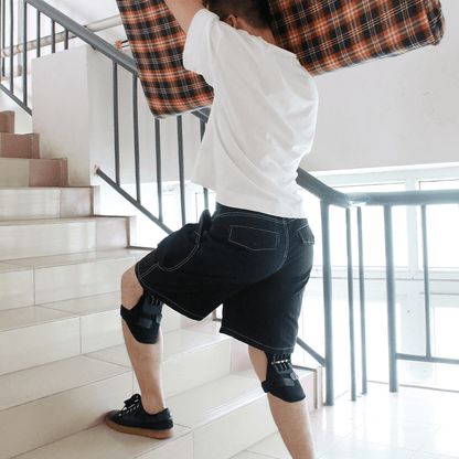 Springloaded knee braces for lifting and exercise