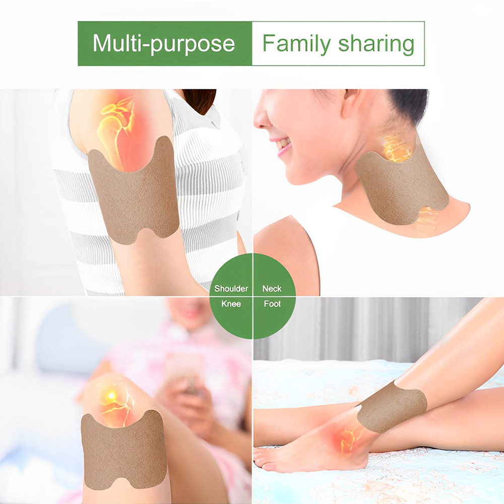 Closeup of natural knee pain patches in use