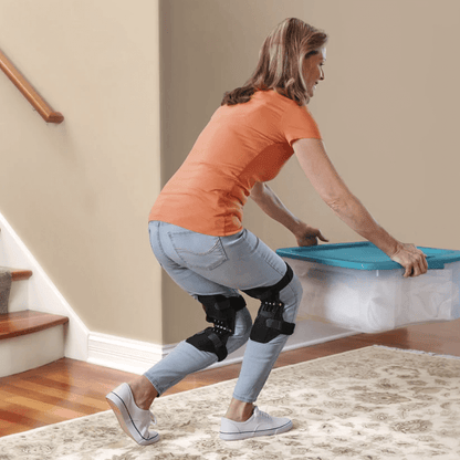 Senior gardening with knee support pads