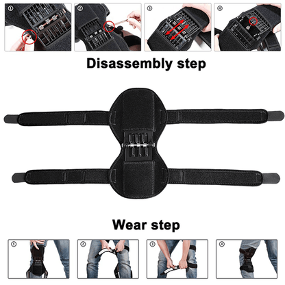 Elderly athlete using knee stabilizer pads