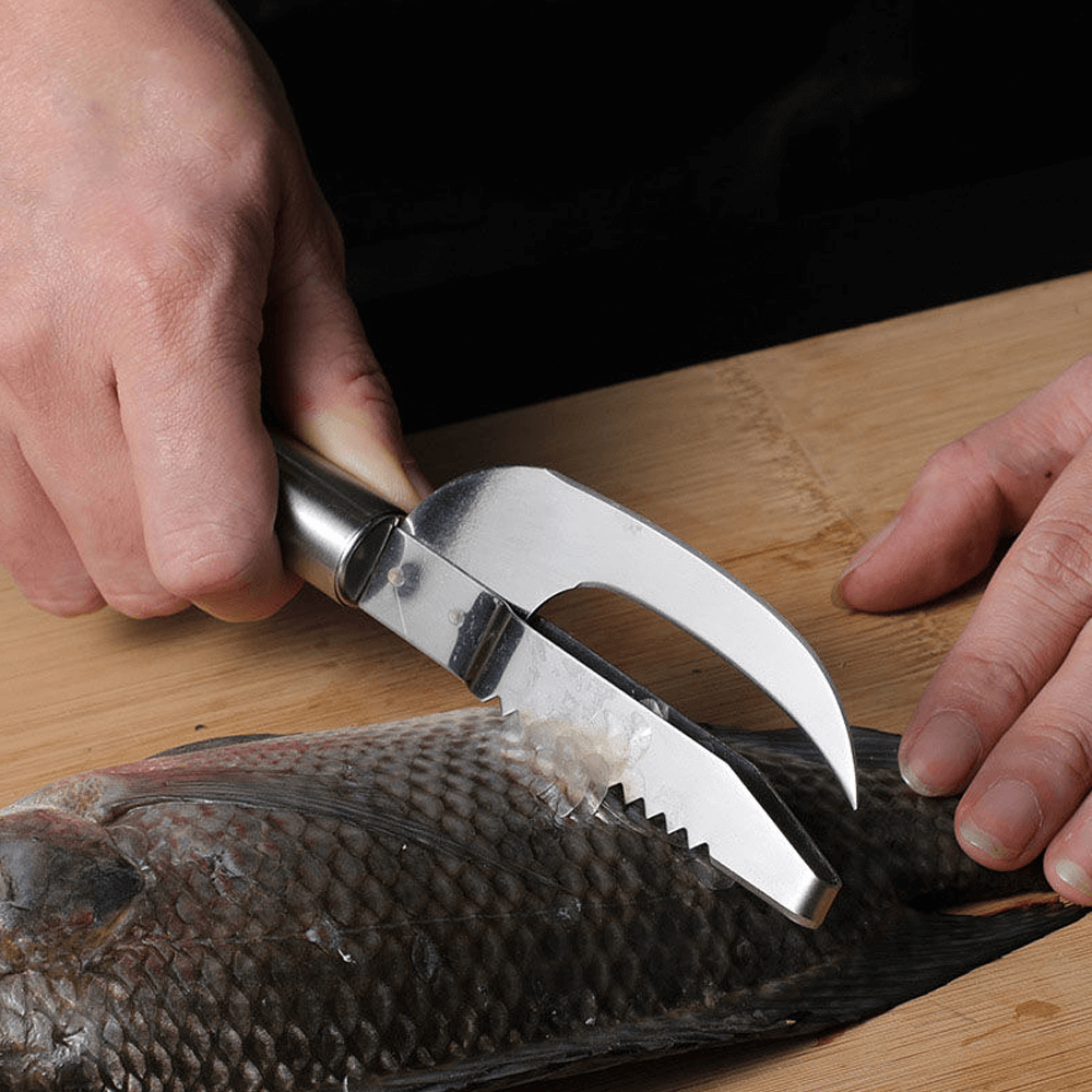 Stainless Steel Fish Scaler Remover Cutter - 3-in-1 Fish Cleaner Tool