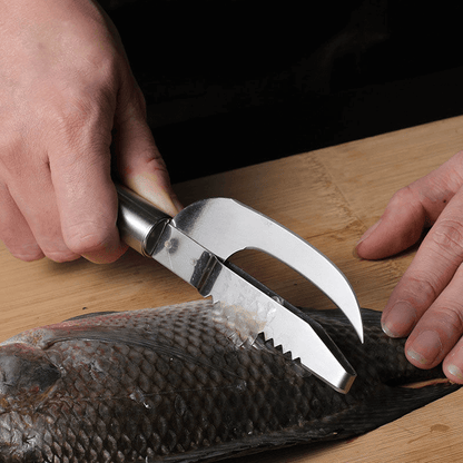 Stainless Steel Fish Scaler Remover Cutter - 3-in-1 Fish Cleaner Tool