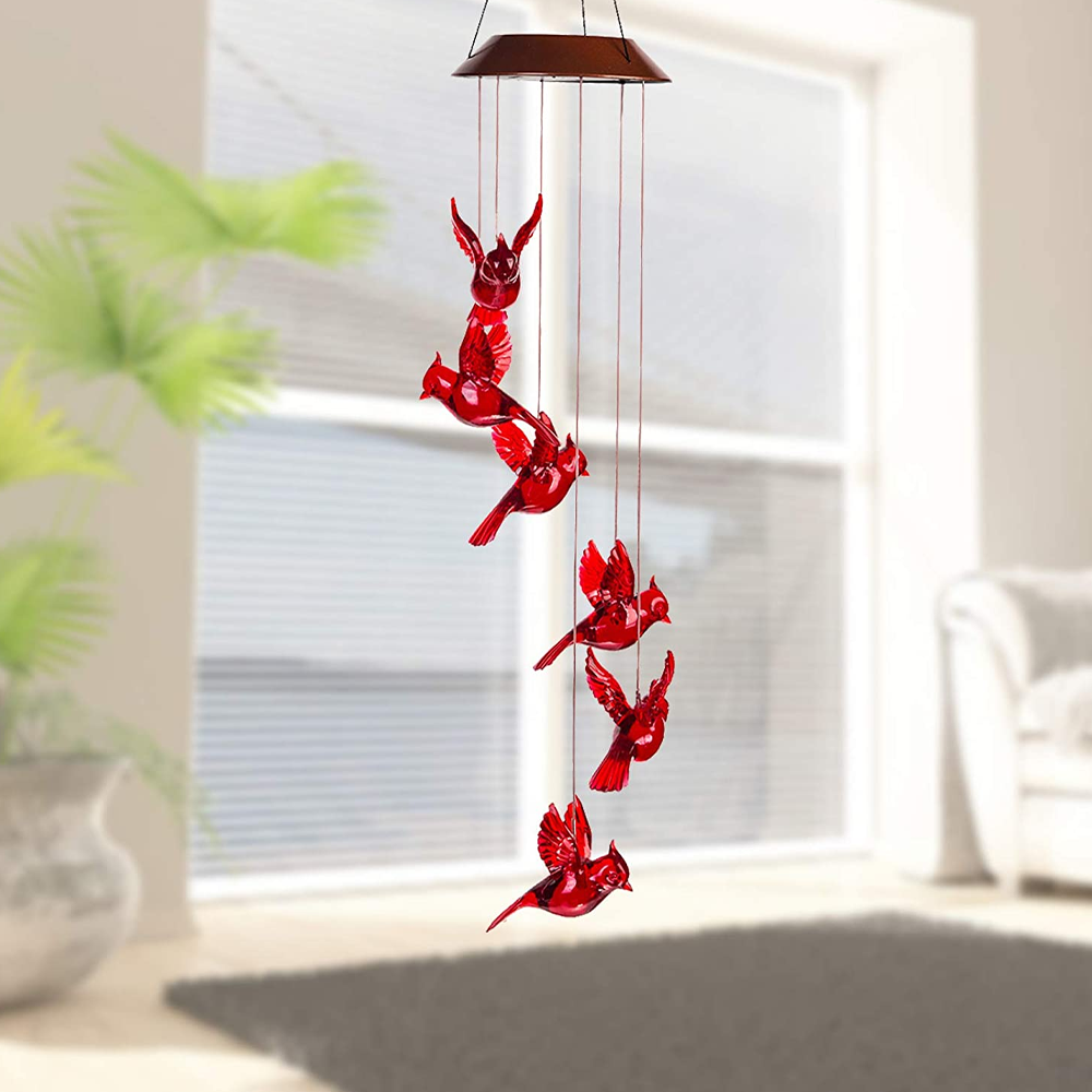 Solar Powered Cardinal Wind Chimes