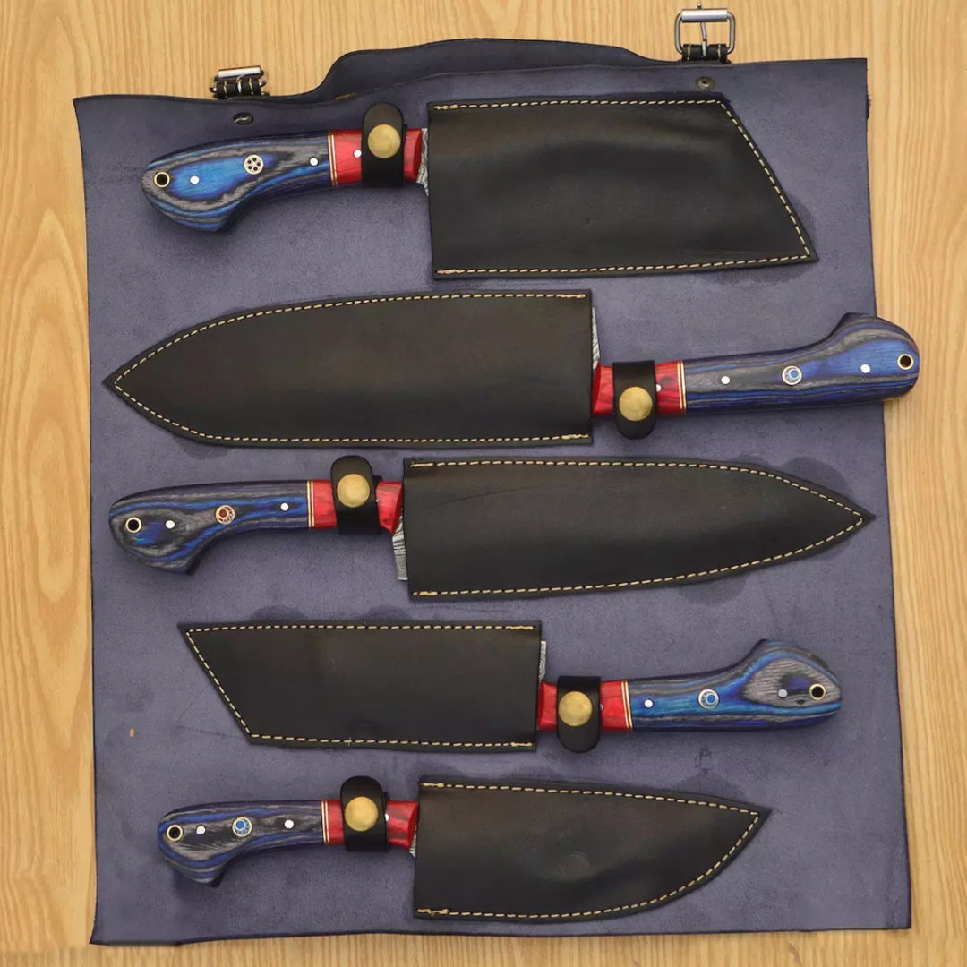 Hand Forged Damascus Steel Chef Knife Sets