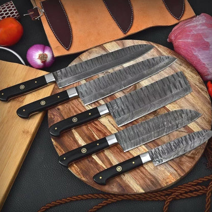 Custom Hand Forged Acrylic Sheet Chef Knives Set
