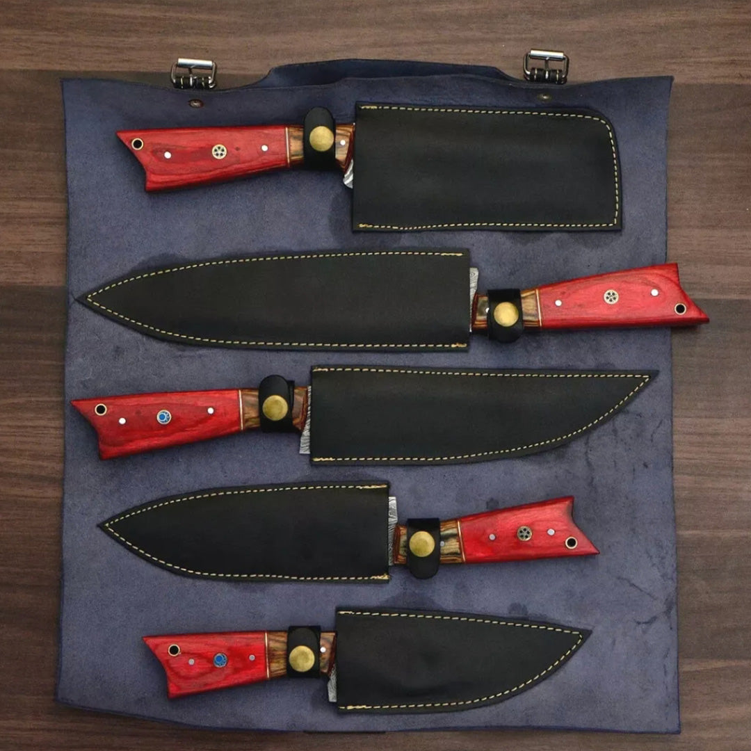 damascus kitchen knives setjpg