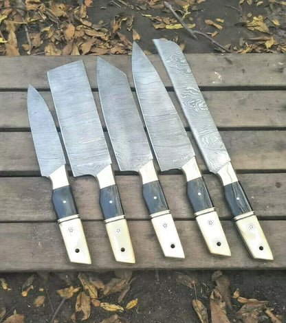 Custom Handmade Forged Acrylic Sheet Chef Knives Set