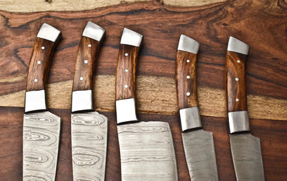 5 PC Custom Handmade Forged Damascus Steel Chef Knife Setsjpeg
