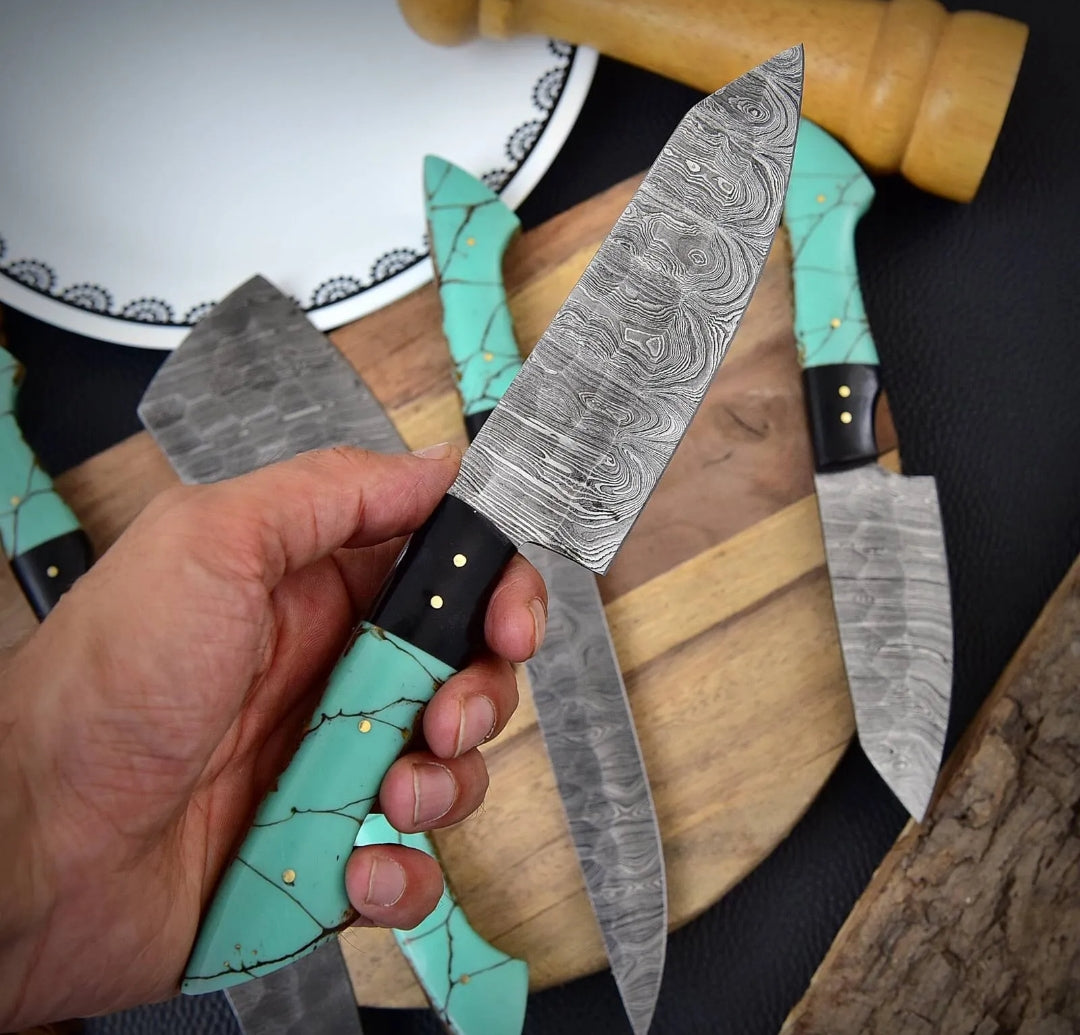 5 PC Custom Handmade Forged Damascus Steel Chef Knife Sets Kitchenjpeg