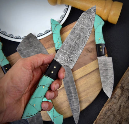 5 PC Custom Handmade Forged Damascus Steel Chef Knife Sets Kitchenjpeg
