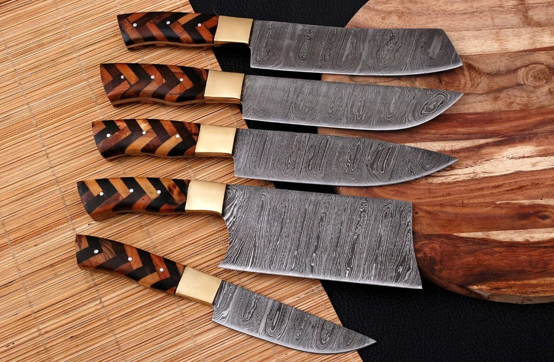 5 PC Custom Handmade Hand Forged Damascus Steel Chef 2jpeg