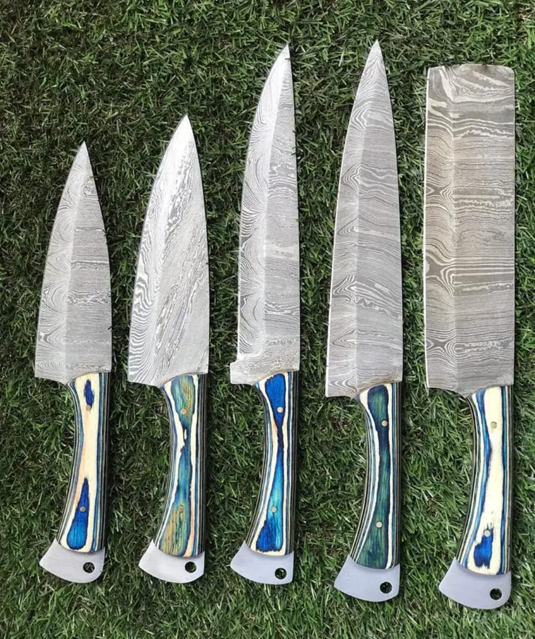 Custom Handmade Hand Forged Damascus Steel Chef Knife Sets Kitchen Knivejpeg
